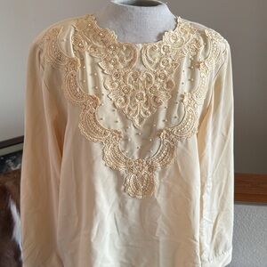 Vintage Kathy Che Yellow blouse size 16